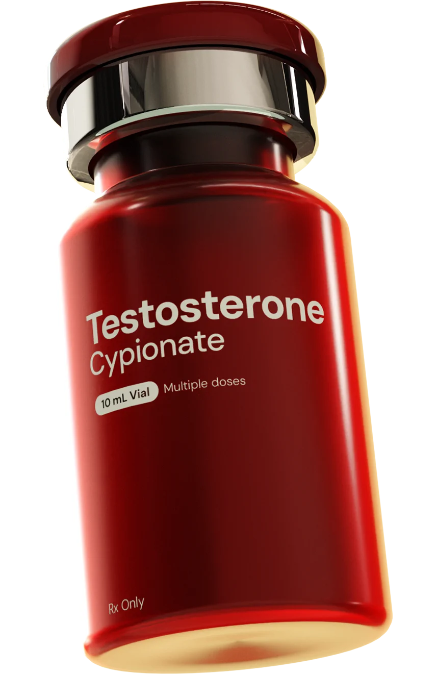 Red testosterone cypionate vial
